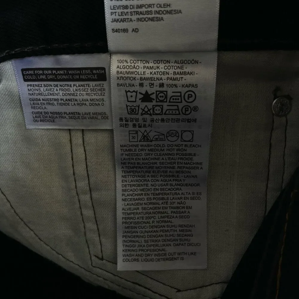 Levi’s 505 Regular Fit Men’s Black Straight Leg Jeans Size W36 L34